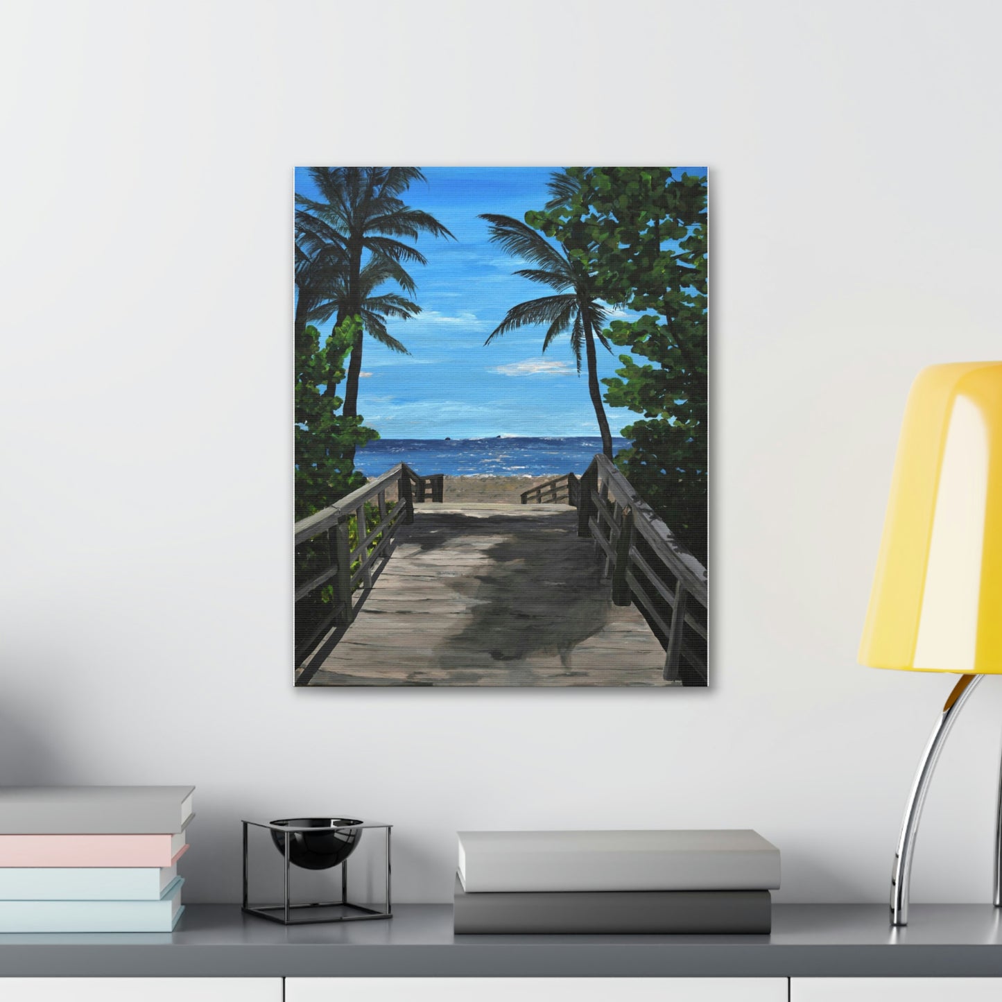 Serenity (Print) - Painting on canvas Beach landscape, palm trees, ocean, seashore, beach house clearwater beach painting Krystalmichelleart