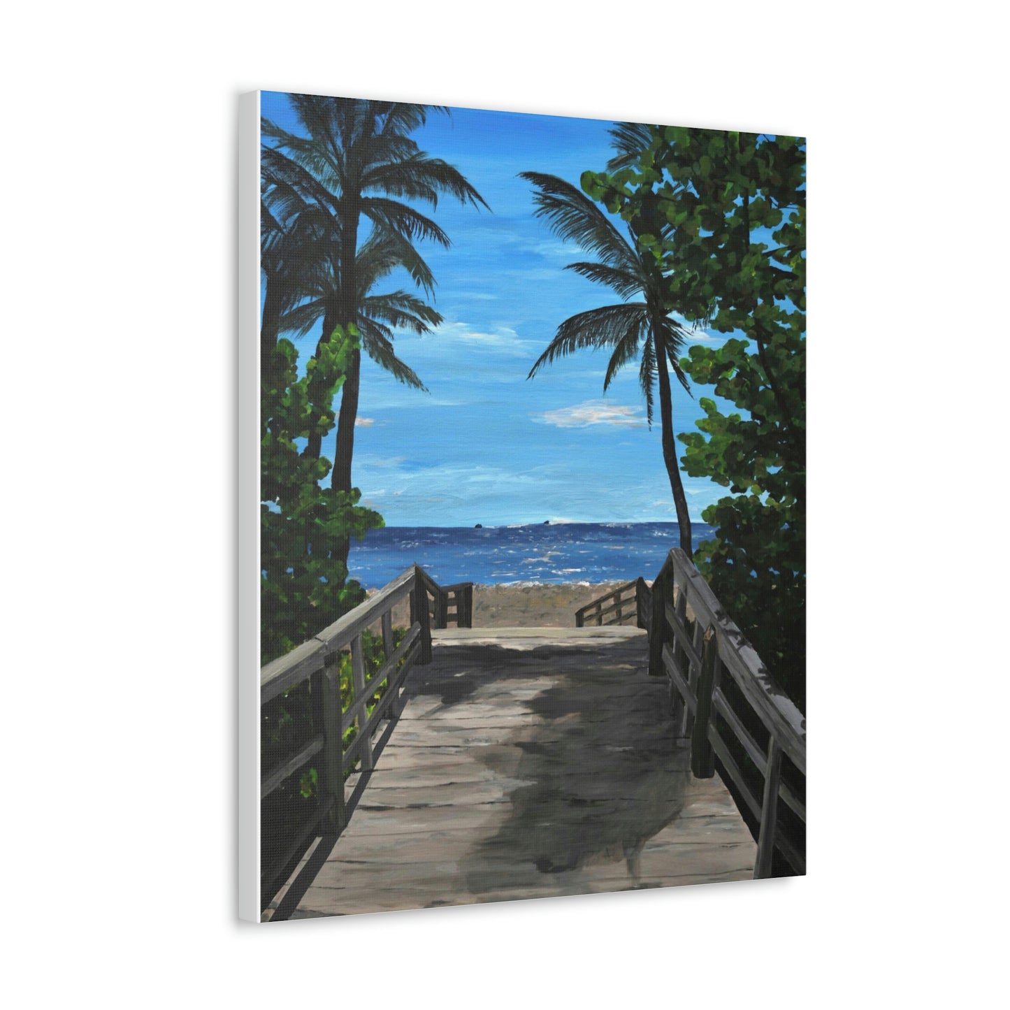 Serenity (Print) - Painting on canvas Beach landscape, palm trees, ocean, seashore, beach house clearwater beach painting Krystalmichelleart