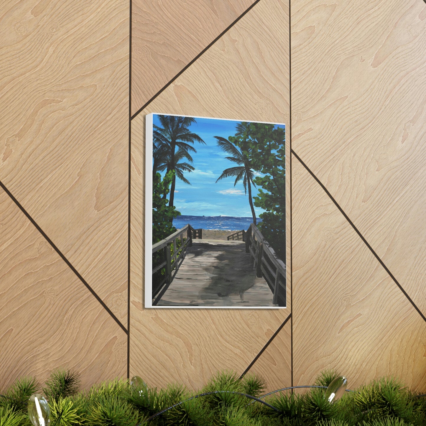 Serenity (Print) - Painting on canvas Beach landscape, palm trees, ocean, seashore, beach house clearwater beach painting Krystalmichelleart
