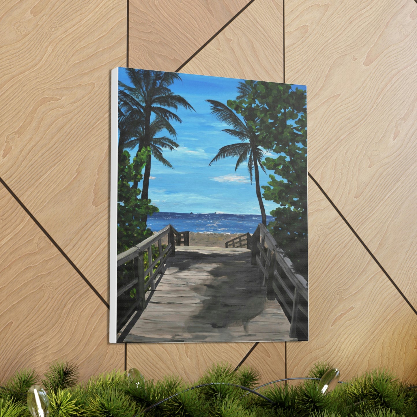 Serenity (Print) - Painting on canvas Beach landscape, palm trees, ocean, seashore, beach house clearwater beach painting Krystalmichelleart
