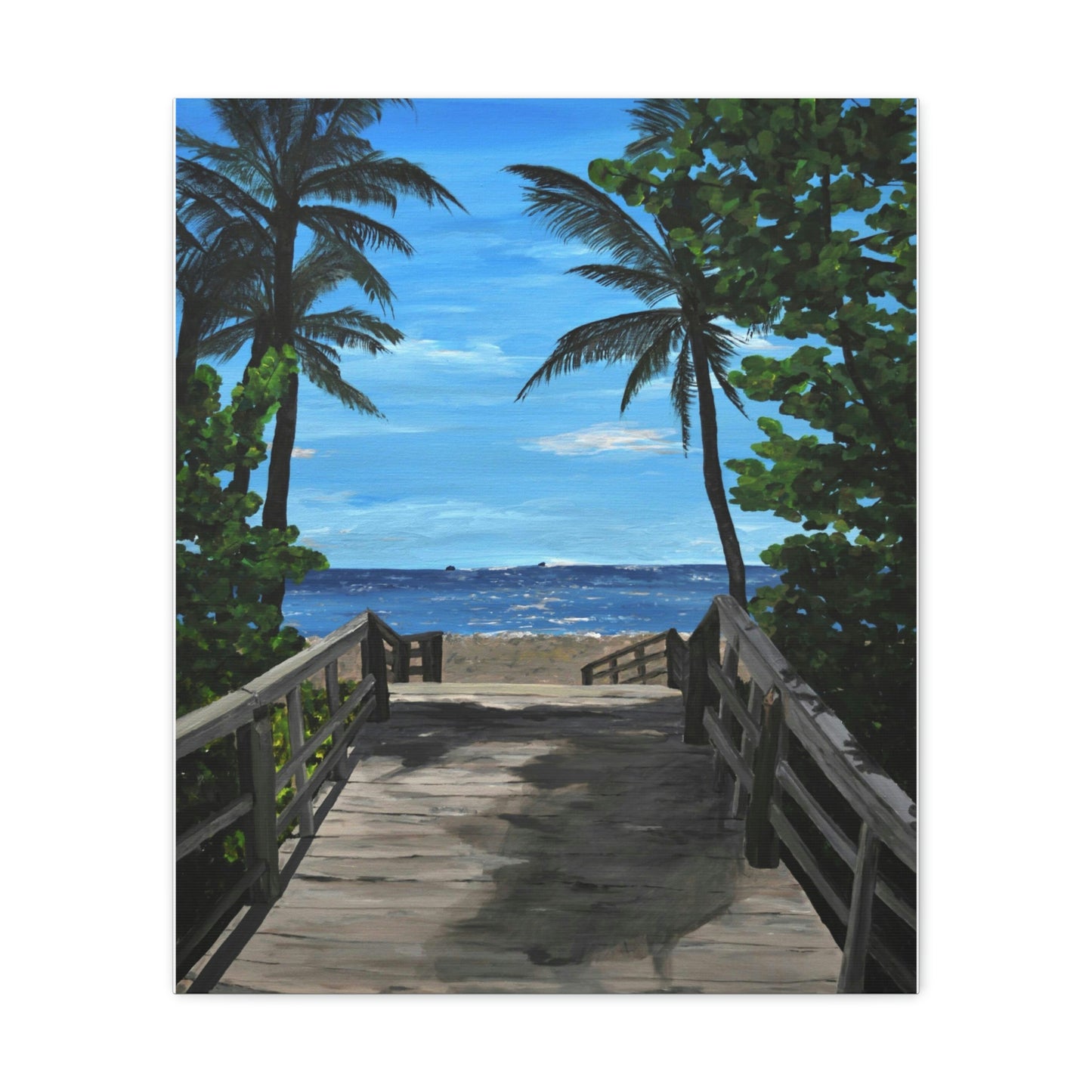 Serenity (Print) - Painting on canvas Beach landscape, palm trees, ocean, seashore, beach house clearwater beach painting Krystalmichelleart