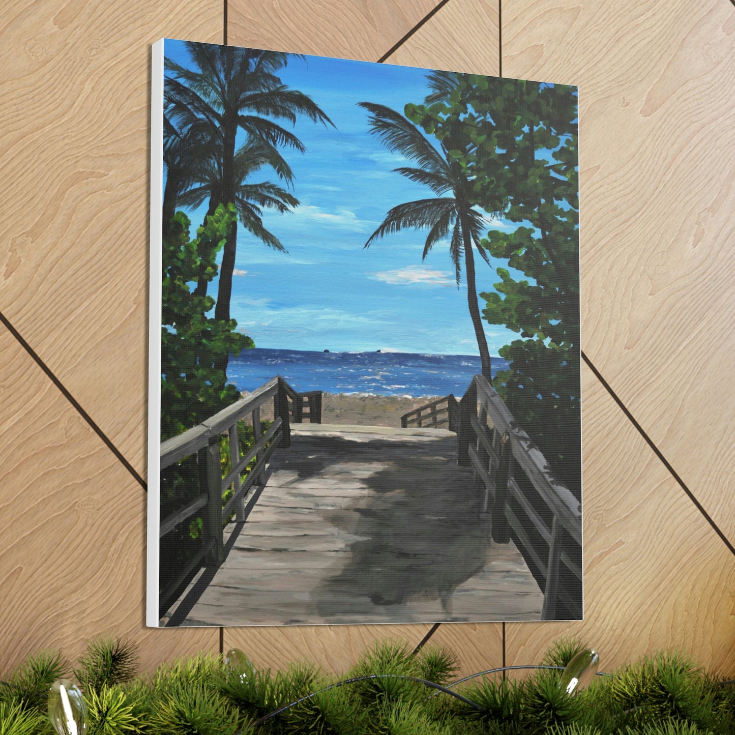 Serenity (Print) - Painting on canvas Beach landscape, palm trees, ocean, seashore, beach house clearwater beach painting Krystalmichelleart