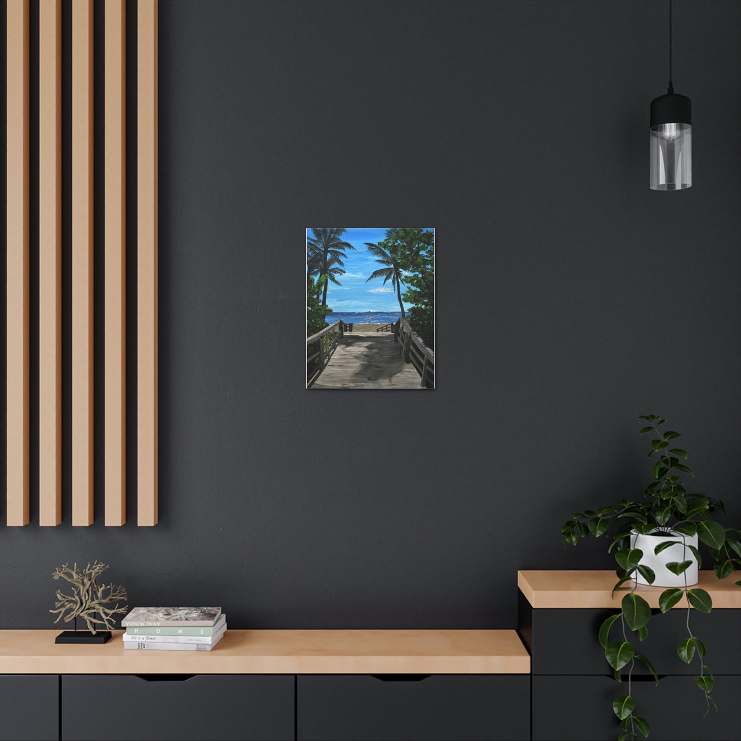 Serenity (Print) - Painting on canvas Beach landscape, palm trees, ocean, seashore, beach house clearwater beach painting Krystalmichelleart