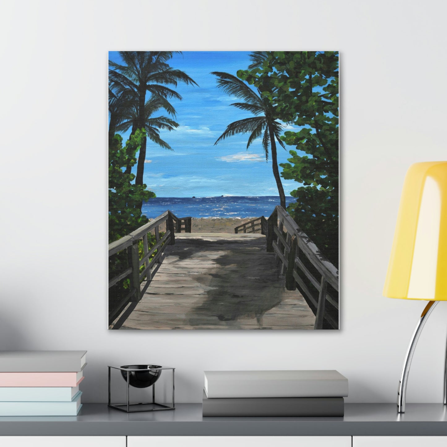 Serenity (Print) - Painting on canvas Beach landscape, palm trees, ocean, seashore, beach house clearwater beach painting Krystalmichelleart