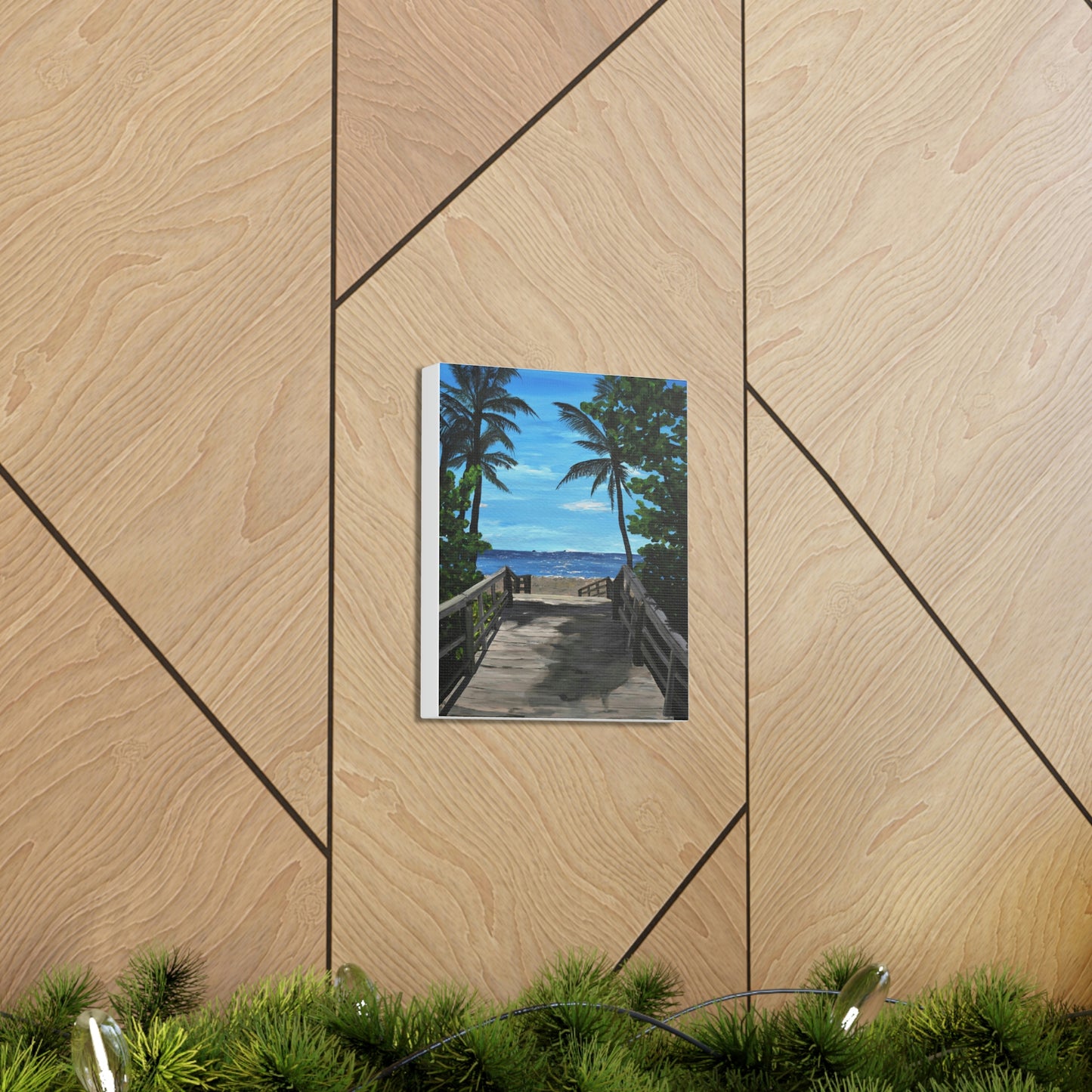 Serenity (Print) - Painting on canvas Beach landscape, palm trees, ocean, seashore, beach house clearwater beach painting Krystalmichelleart
