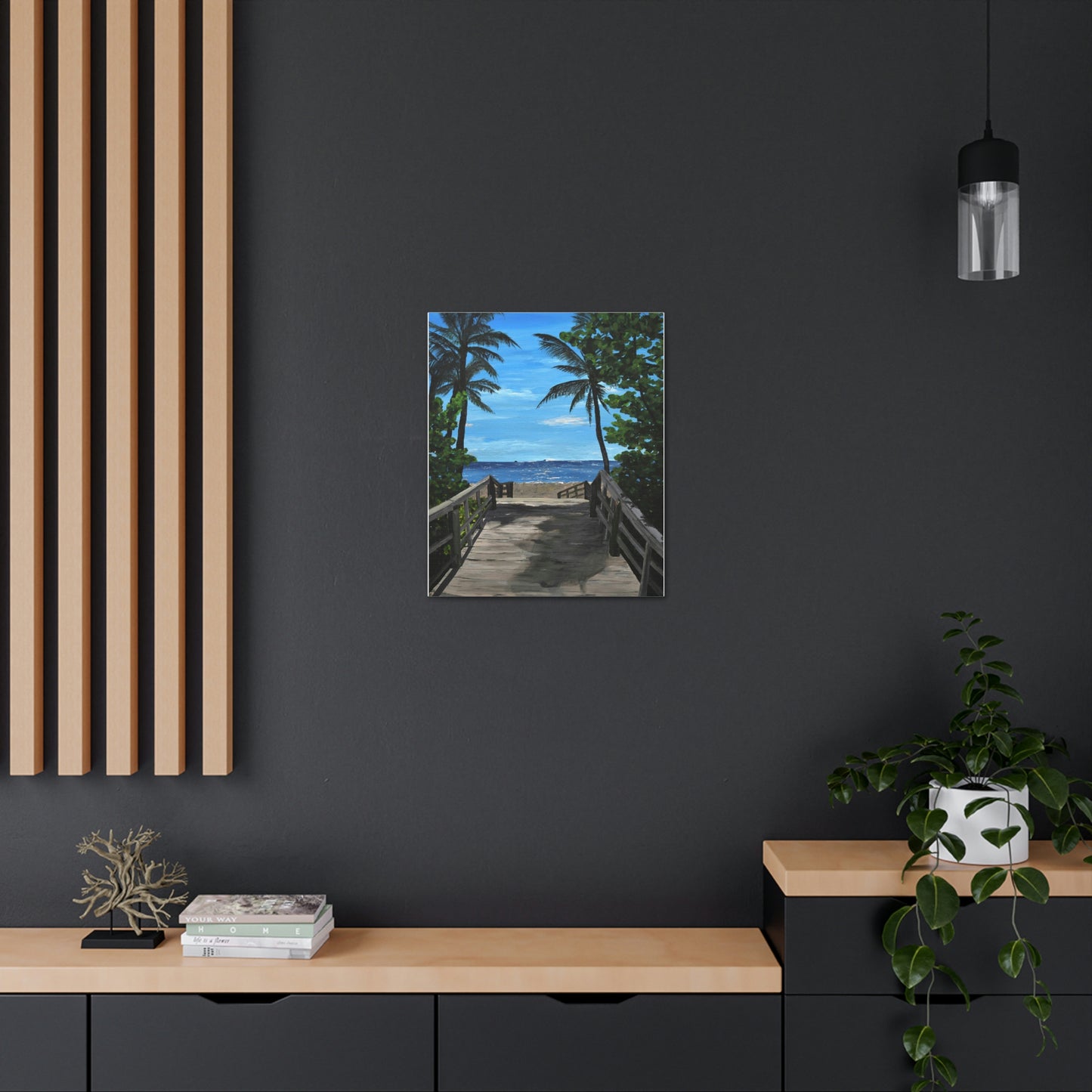 Serenity (Print) - Painting on canvas Beach landscape, palm trees, ocean, seashore, beach house clearwater beach painting Krystalmichelleart
