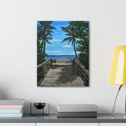 Serenity (Print) - Painting on canvas Beach landscape, palm trees, ocean, seashore, beach house clearwater beach painting Krystalmichelleart