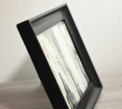 Original Fluid Art Painting• Black Desk Frame• Beige Black Brown Tones• Modern Art by Atlanta Artist• Liquid Art Gift• 8x10• Includes frame