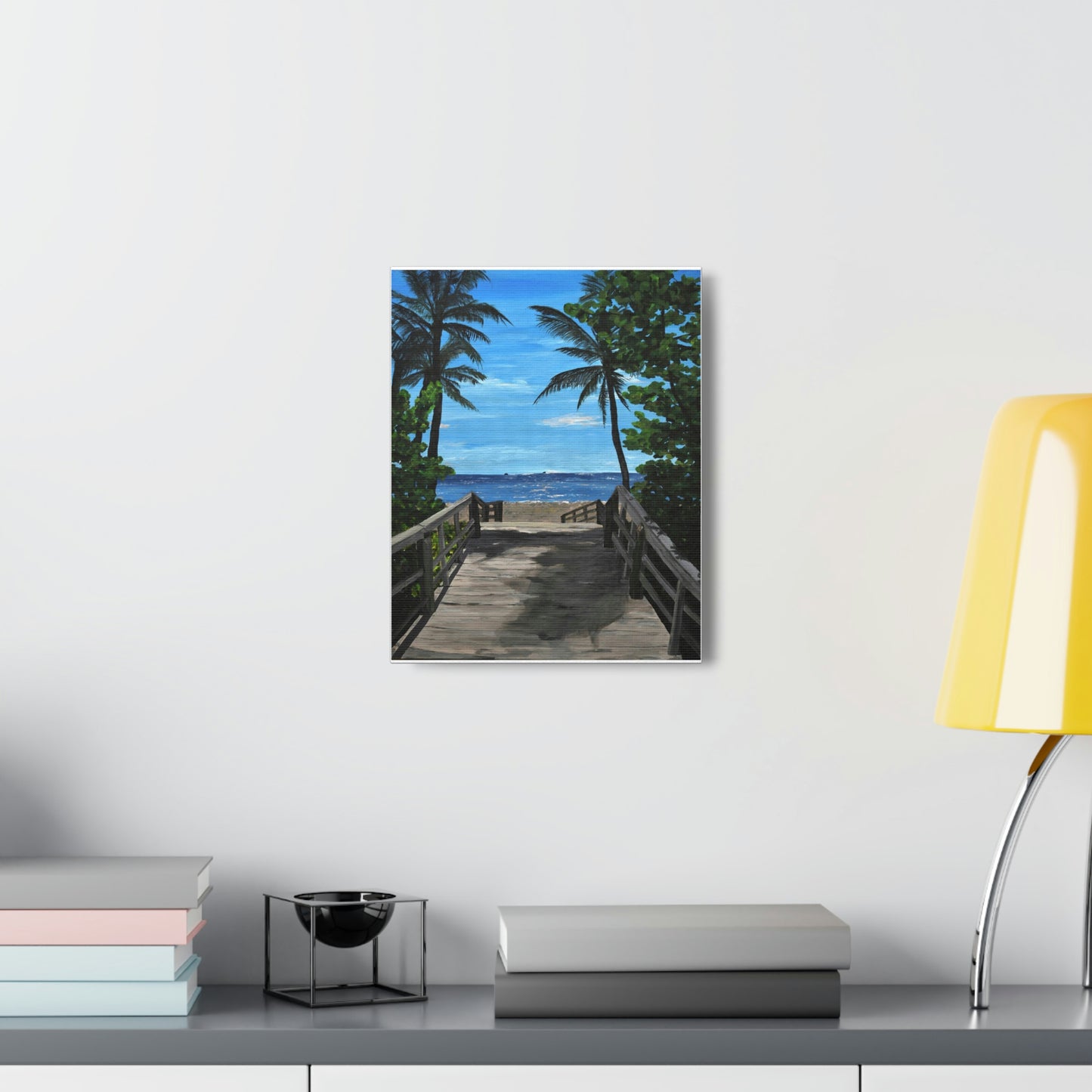 Serenity (Print) - Painting on canvas Beach landscape, palm trees, ocean, seashore, beach house clearwater beach painting Krystalmichelleart