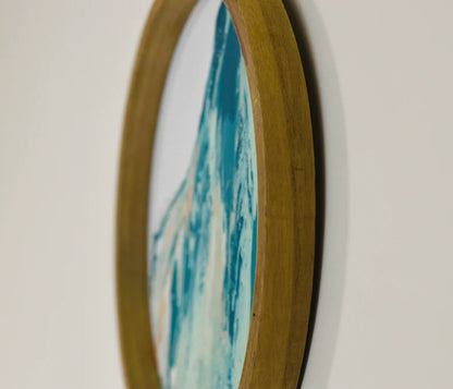 Circular Beach Art • Round Abstract WallArt• Original• Not print• Finished• Original Oceanfront Artist• Blue green aqua• Marble Painting