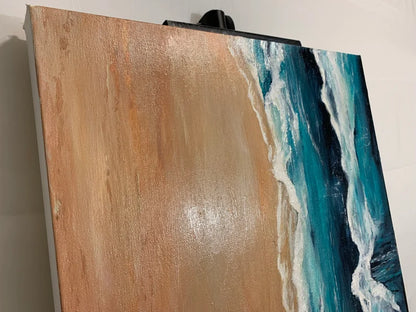 Original painting. Beach water landscape. 18x24 inch original artwork. Modern eclectic beach house. Art decor