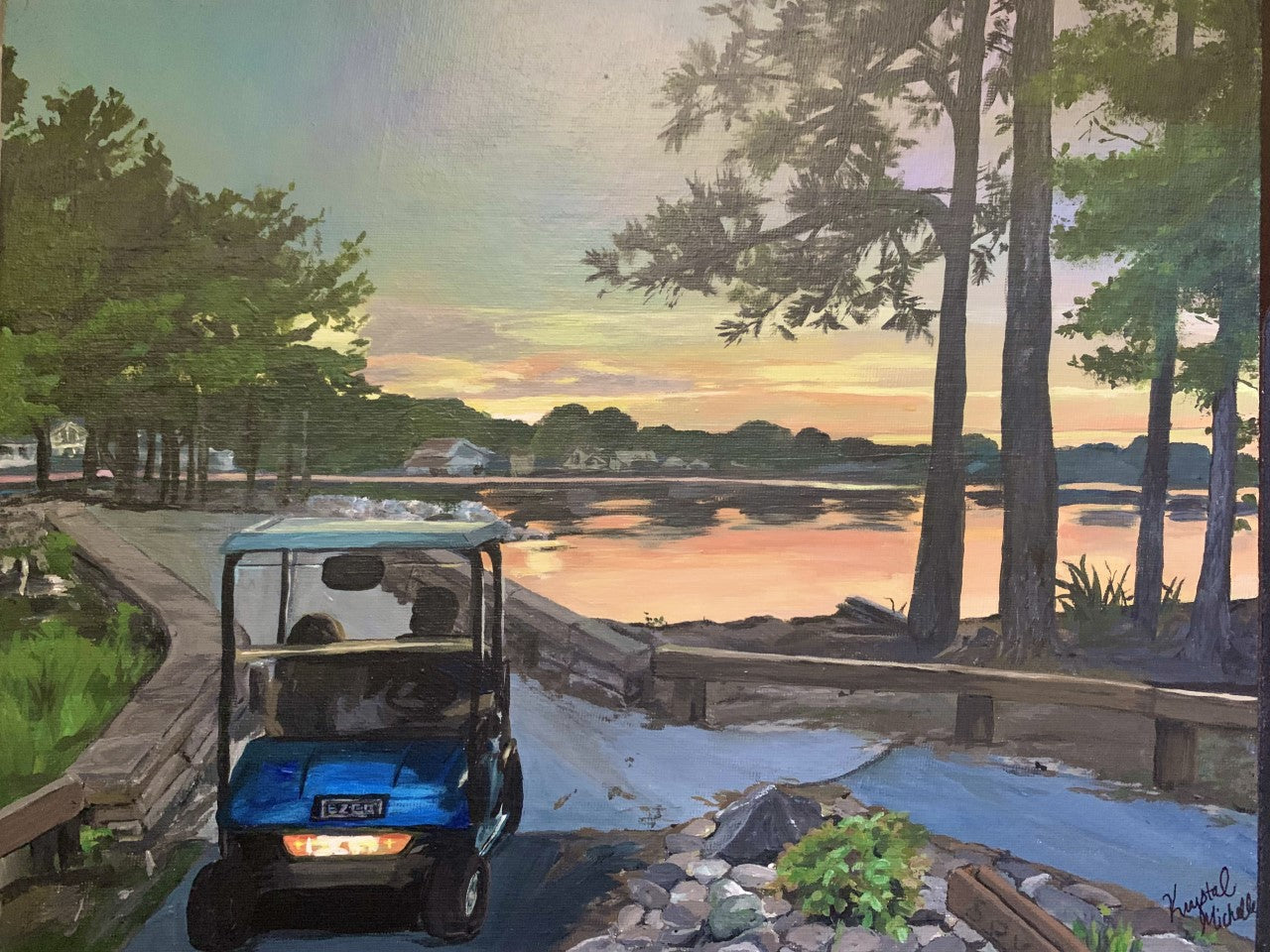 Peachtree City Georgia lake painting • Spyglass Island• Lake Peachtree original painting. 11x14 Canvas panel • Prints also available