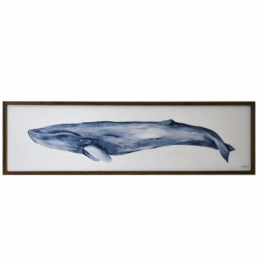 Whale Painting• vintage original painting• beach house decor• Large wall art• Ocean sea life art• Navy blue• nursery decor• beach modern art